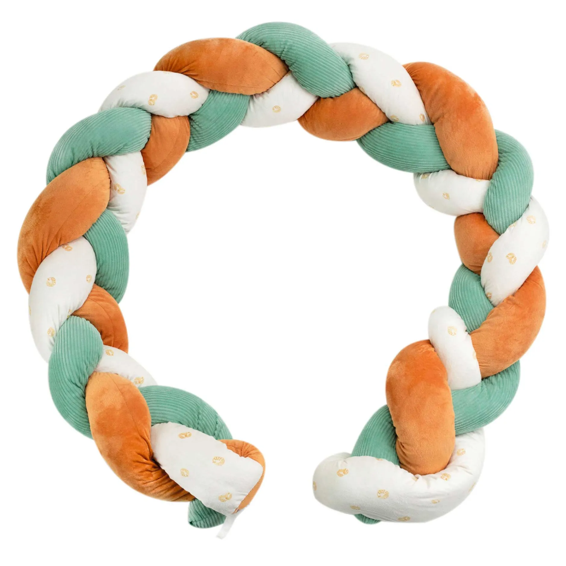 Tours De Lit*Trois Kilos Sept Diplododo Tresse décorative de Terracota, Vert d'eau et Écru