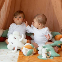 Tours De Lit*Trois Kilos Sept Diplododo Tresse décorative de Terracota, Vert d'eau et Écru