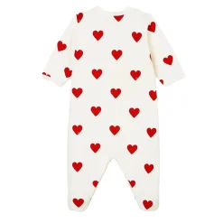Pyjamas|Pyjamas*Petit Bateau Dors-bien cœur rouge bébé en molleton en coton biologique de Blanc Marshmallow / rouge Terkuit