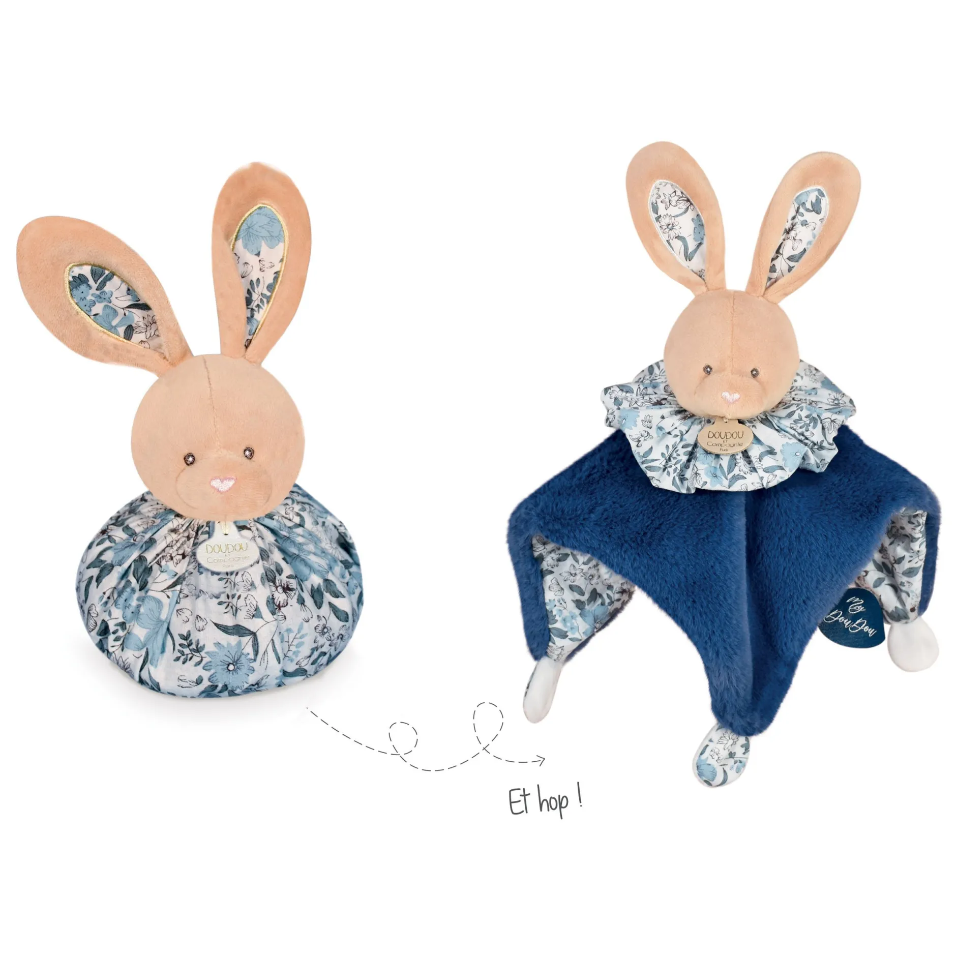 Doudous*Doudou et Compagnie Doudou Boule 3 en 1 de Lapin bleu