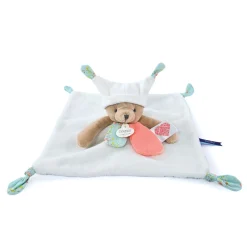Doudous*Doudou et Compagnie Doudou Plat Ours 3 Histoires 25 cm de Blanc