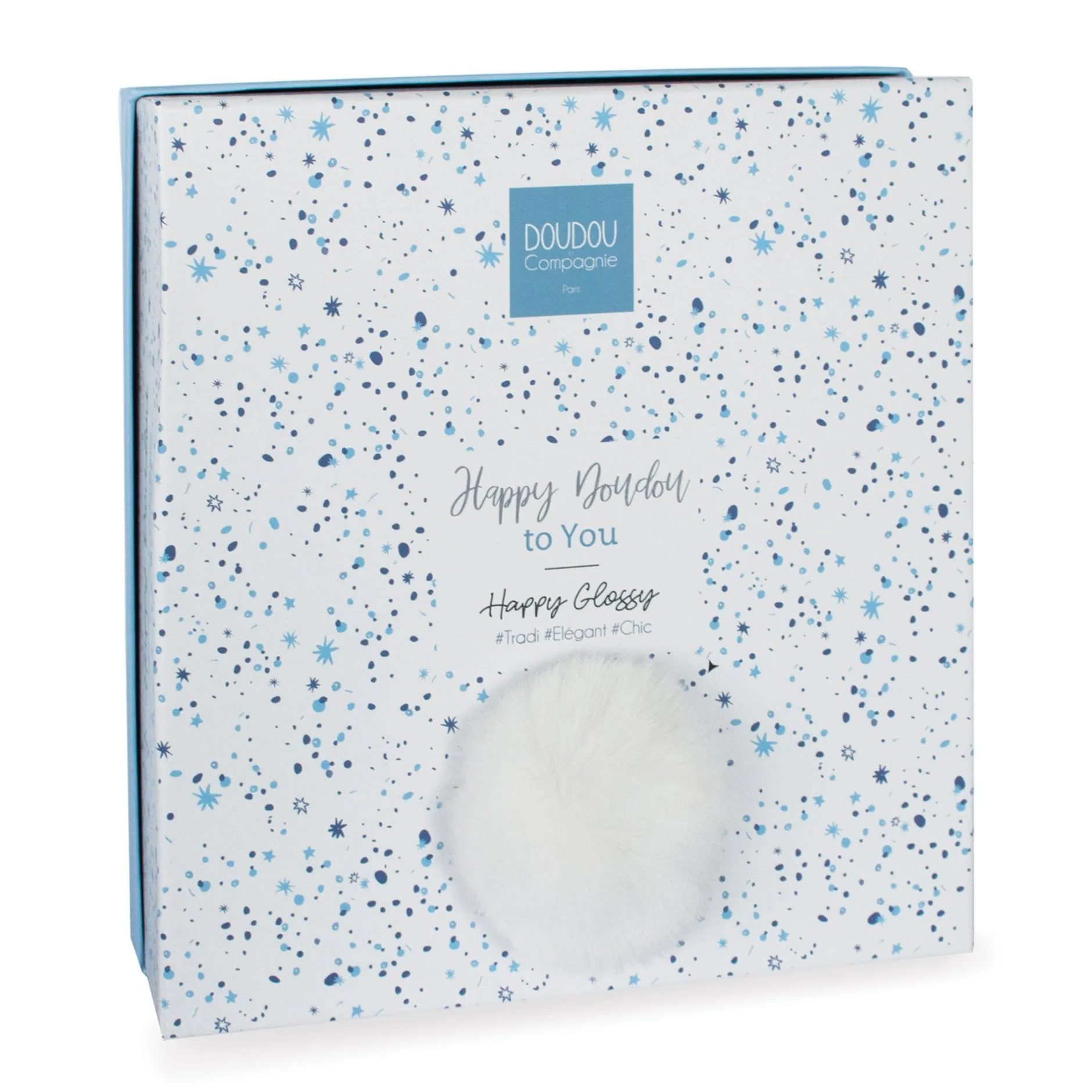 Doudous*Doudou et Compagnie Doudou pompon de Happy Glossy blanc