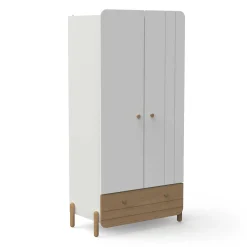 Armoires 2 Portes*CBA Meubles Edaj Armoire 2 portes + 1 Tiroir de Blanc Chêne