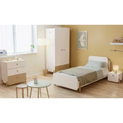 Armoires 2 Portes*CBA Meubles Edaj Armoire 2 portes + 1 Tiroir de Blanc Chêne