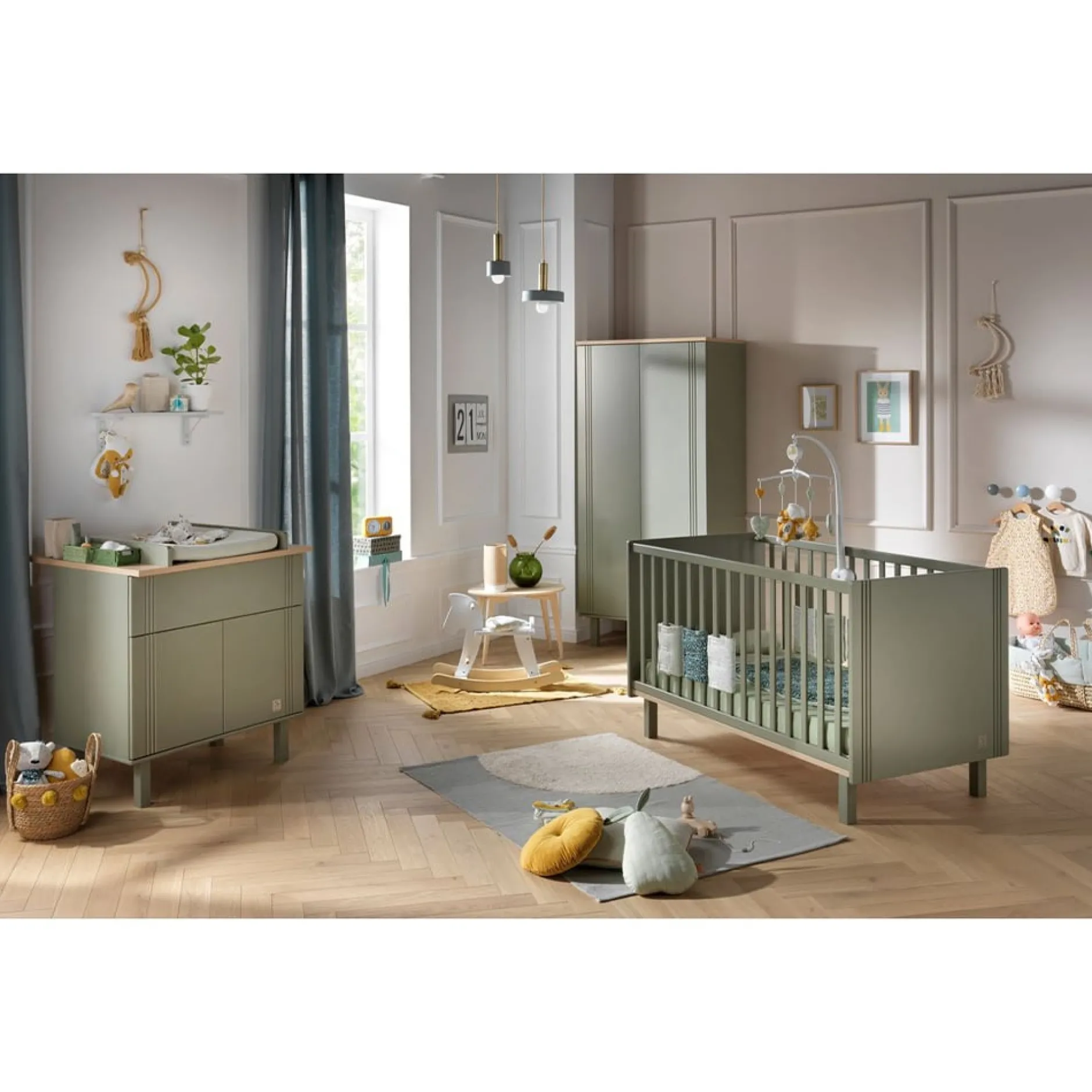 Lits 70X140 Évolutifs*Sauthon Baby's Sweet Home Eléonore Lit évolutif 70 x 140 cm de Kaki