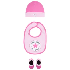 Chaussettes, Collants, Chaussons|Chapeaux, Bonnets, Écharpes*Converse Ensemble Bonnet + Bavoir + Chaussons 6-12 mois de Rose