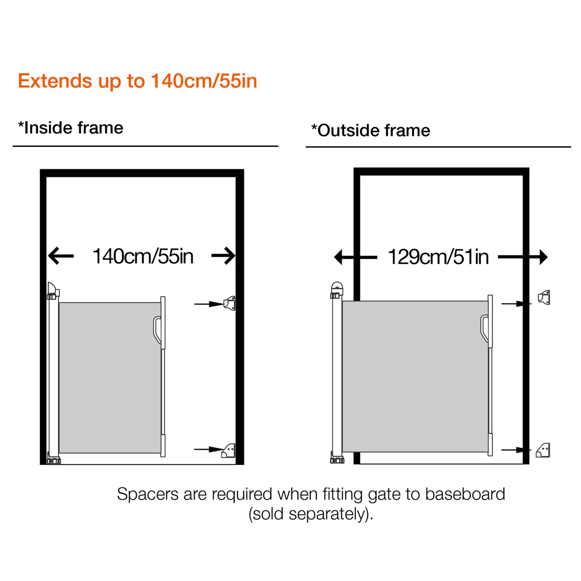 Barrières De Porte Et Escalier|Barrières De Porte*Dreambaby Espaceurs pour barrière de sécurité rétractable de blanc