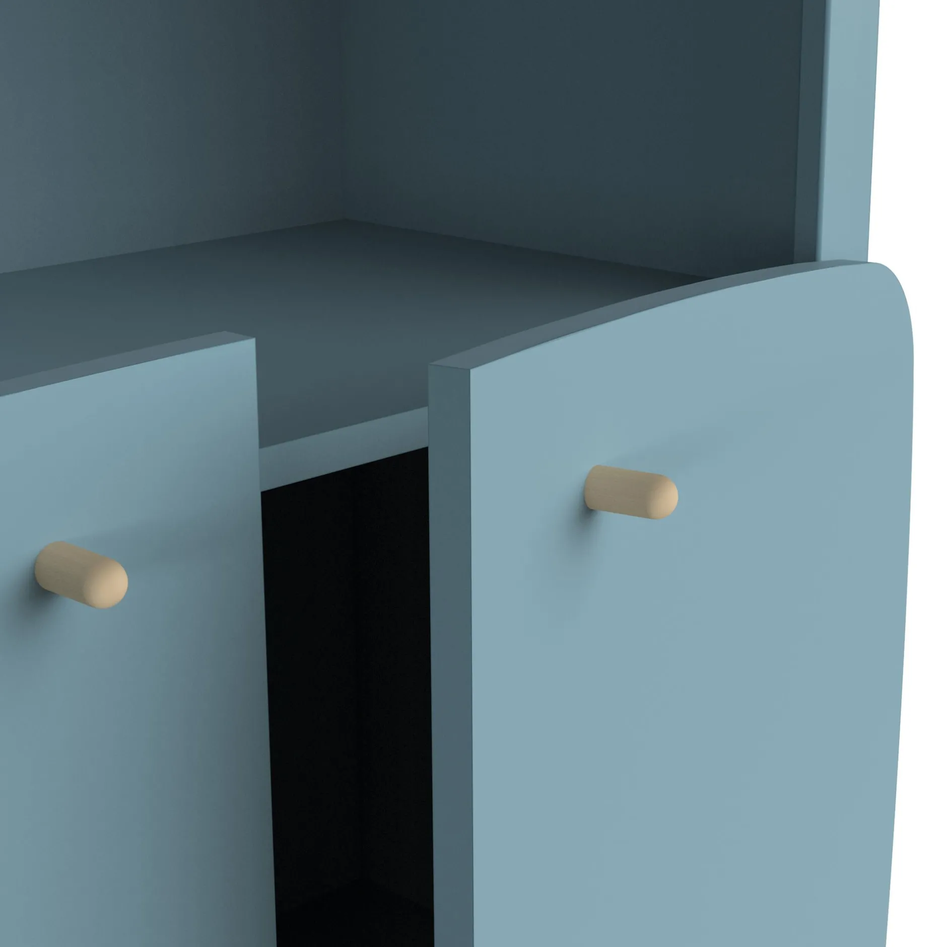 Autres Mobiliers*CBA Meubles Firmiana Bibliothèque 2 Portes + 2 Étagères de Bleu Orage / Bois Naturel