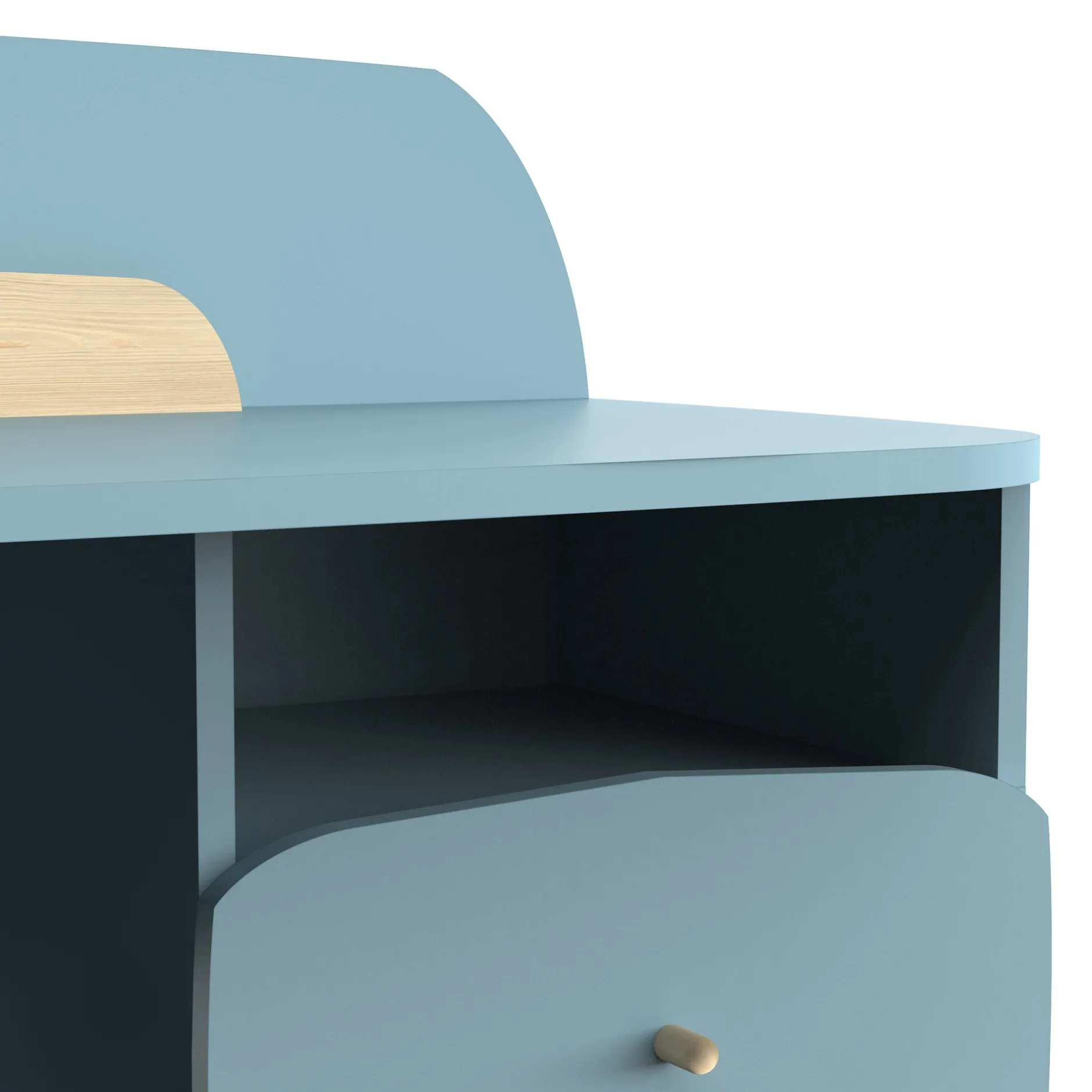 Autres Mobiliers*CBA Meubles Firmiana Bureau Enfant de Bleu Orage / Bois Naturel