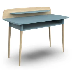 Autres Mobiliers*CBA Meubles Firmiana Bureau Junior de Bleu Orage / Bois Naturel