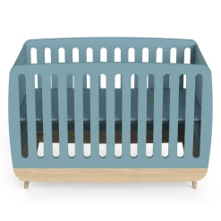 Lits 60X120 Non Évolutifs*CBA Meubles Firmiana Lit Bébé 60 x 120 cm de Bleu Orage / Bois Naturel