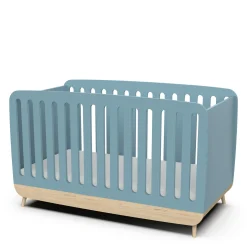 Lits 70X140 Évolutifs*CBA Meubles Firmiana Lit Bébé 70 x 140 cm de Bleu Orage / Bois Naturel