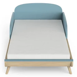 Lits 70X140 Évolutifs*CBA Meubles Firmiana Lit Enfant Sans Barreaux 70 x 140 cm de Bleu Orage / Bois Naturel