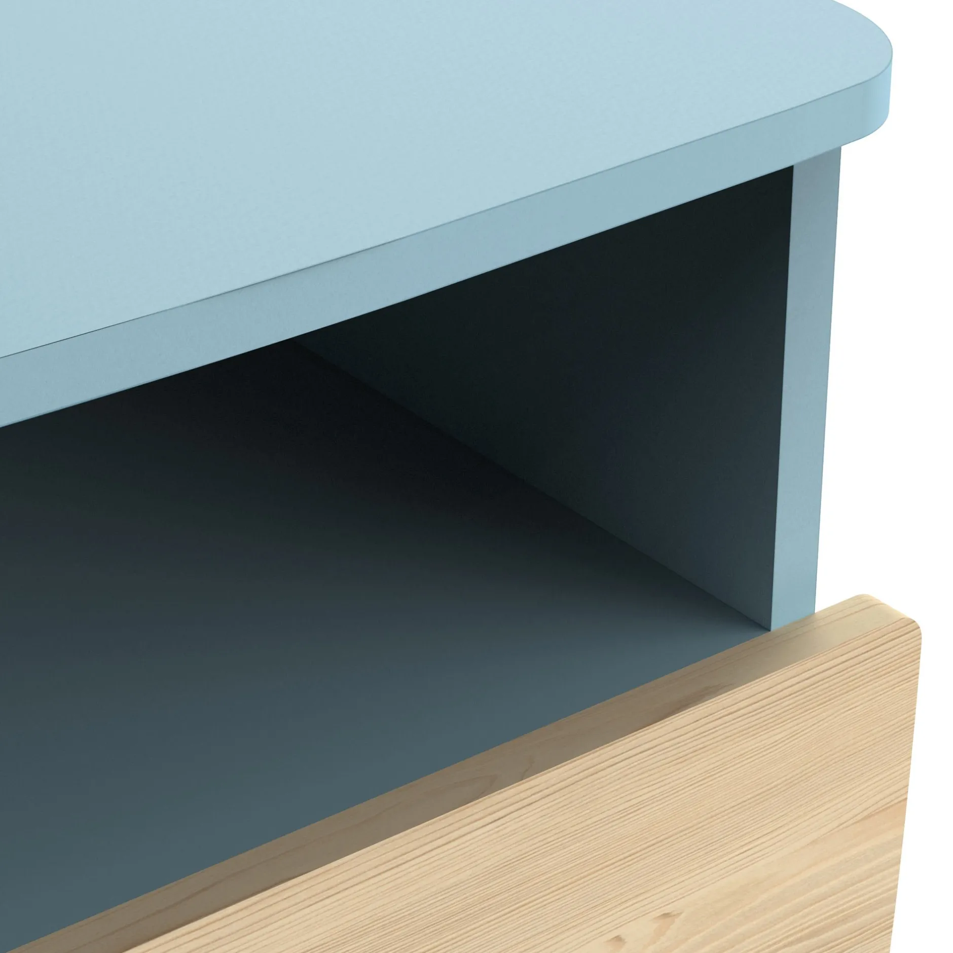 Autres Mobiliers*CBA Meubles Firmiana Table de Chevet de Bleu Orage / Bois Naturel