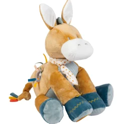 Jouets D'Activités*Nattou Félix et Léo Peluche d'Activités Âne Léo de Beige Chaud Foncé