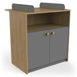 Commodes*CBA Meubles Gabin Commode à langer 2 portes de Chêne hamilton / Gris graphite