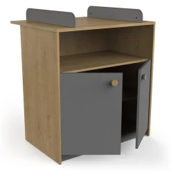 Commodes*CBA Meubles Gabin Commode à langer 2 portes de Chêne hamilton / Gris graphite