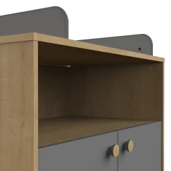 Commodes*CBA Meubles Gabin Commode à langer 2 portes de Chêne hamilton / Gris graphite