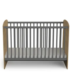 Lits 60X120 Non Évolutifs*CBA Meubles Gabin Lit barreaux 60 x 120 cm de Chêne hamilton / Gris graphite