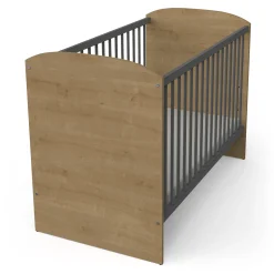 Lits 60X120 Non Évolutifs*CBA Meubles Gabin Lit barreaux 60 x 120 cm de Chêne hamilton / Gris graphite