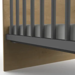 Lits 60X120 Non Évolutifs*CBA Meubles Gabin Lit barreaux 60 x 120 cm de Chêne hamilton / Gris graphite