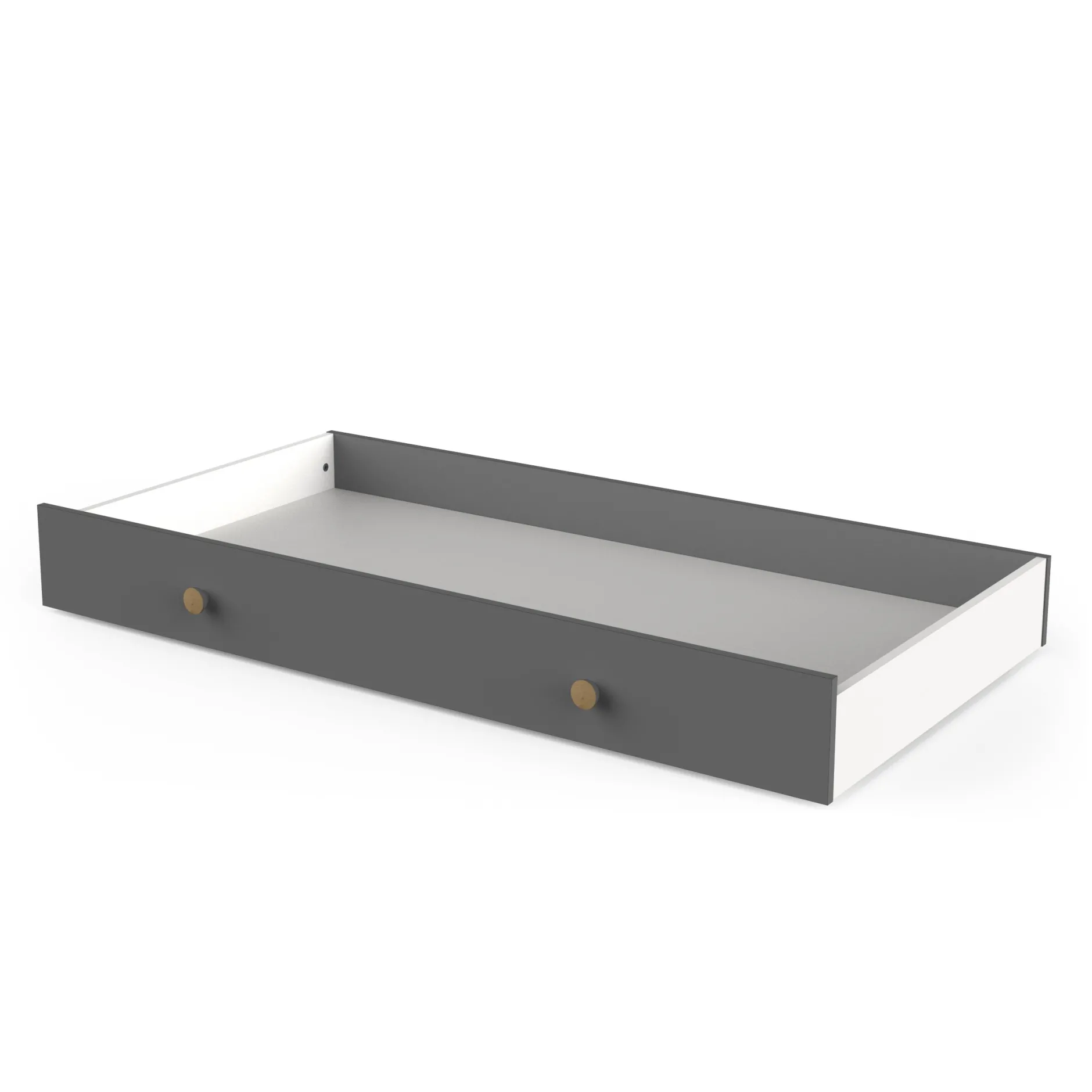 Tiroirs De Lit*CBA Meubles Gabin Tiroir de lit 70 x 140 cm de Blanc perle / Gris graphite