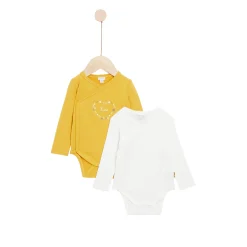 Bodies*P'tit bisou Golden Winter Lot de 2 bodies manches longues de Yellow Epice