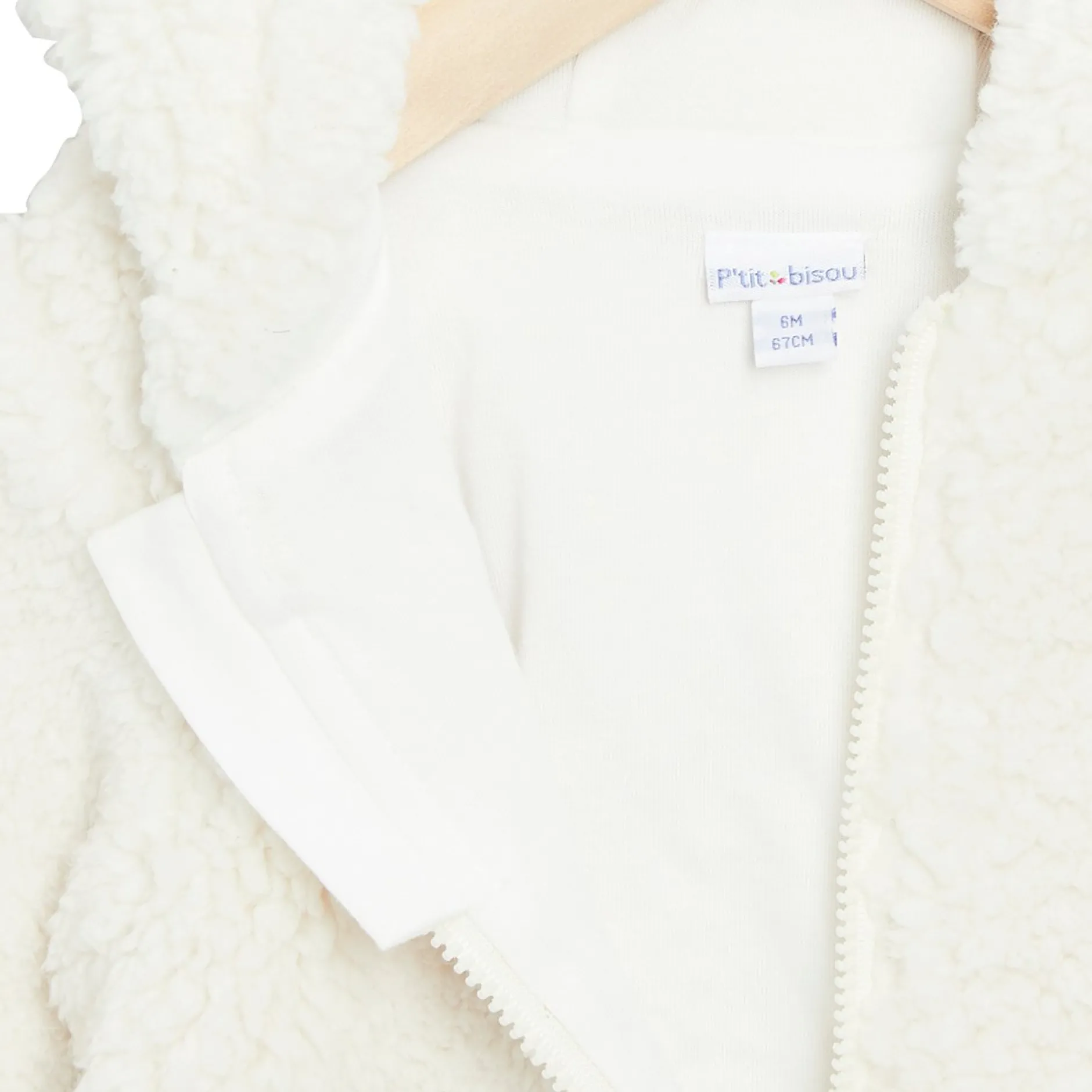 Vestes, Manteaux, Pilotes*P'tit bisou Golden Winter Veste à capuche en fourrure 1 mois de Ecru Peluche