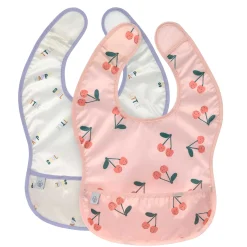 Bavoirs*Lässig Happy Fruits Lot de 2 bavoirs avec poche 6-24 mois de Cerise