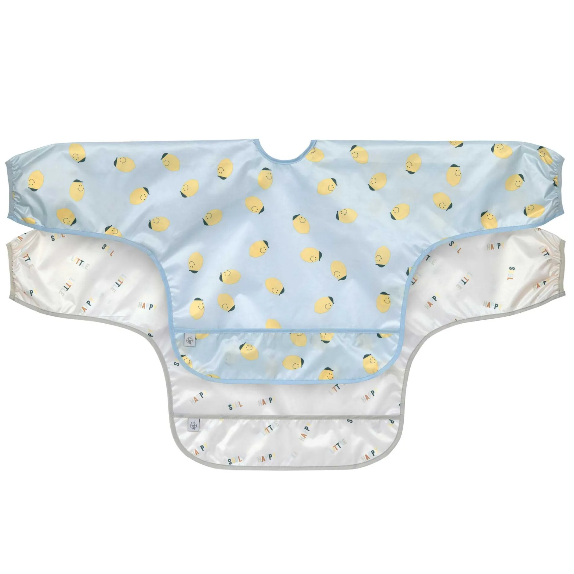 Bavoirs*Lässig Happy Fruits Lot de 2 bavoirs à manches longues avec poche 6-24 mois de Citron