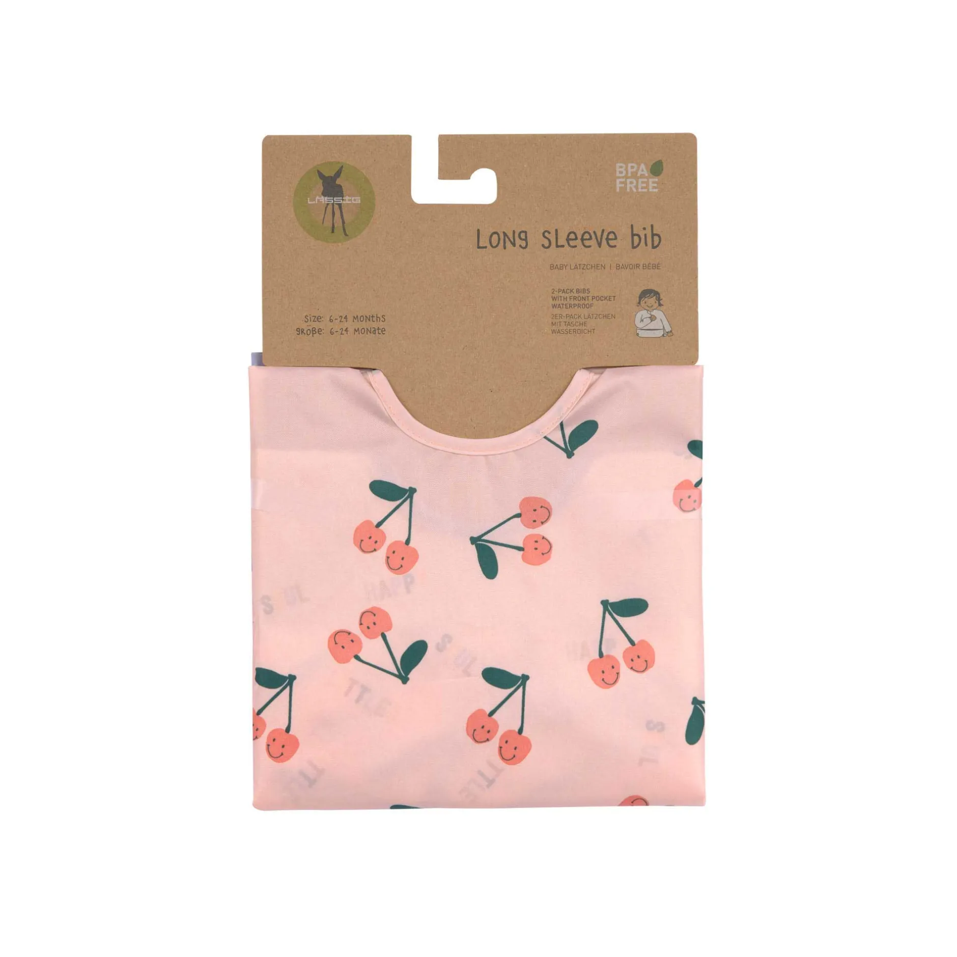 Bavoirs*Lässig Happy Fruits Lot de 2 bavoirs à manches longues avec poche 6-24 mois de Cerise