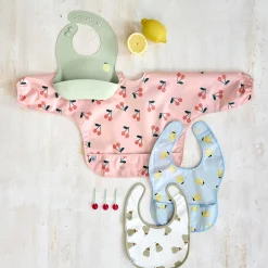 Bavoirs*Lässig Happy Fruits Lot de 2 bavoirs à manches longues avec poche 6-24 mois de Cerise
