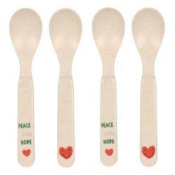 Couverts*Lässig Happy Rascals Lot de 4 cuillères de Cœur rouge