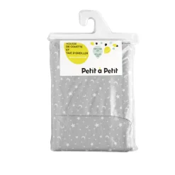 Parures De Lit*Petit à petit Housse de couette + taie 100 x 140 cm de Blanc nuit