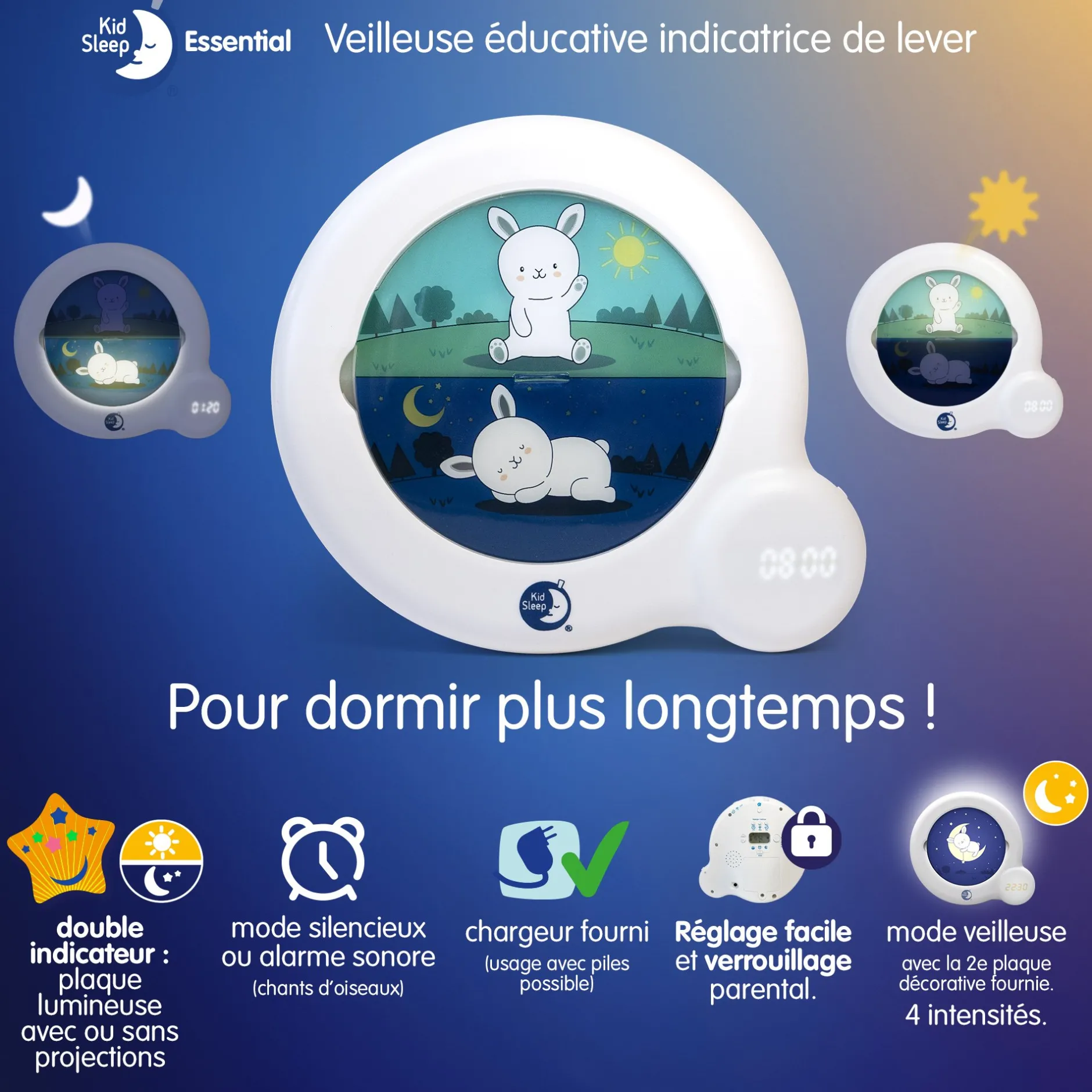 Veilleuses*Pabobo Kid’Sleep Essential - Indicateur de réveil de
