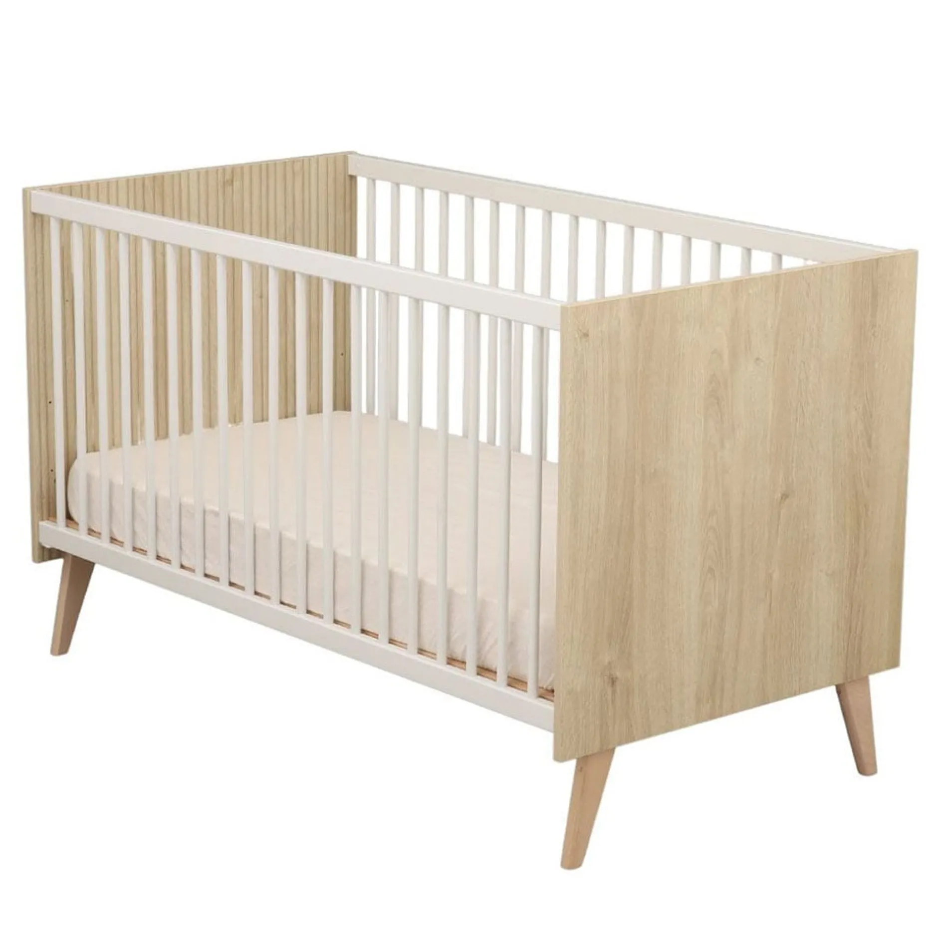 Lits 60X120 Non Évolutifs*Sauthon Baby's Sweet Home Kronos Lit bébé 60 x 120 cm de Chêne strié sépia