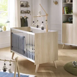 Lits 60X120 Non Évolutifs*Sauthon Baby's Sweet Home Kronos Lit bébé 60 x 120 cm de Chêne strié sépia