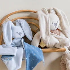 Doudous*Nattou Lapidou grand doudou lapin - Glow in the dark 65 cm de Bleu pastel