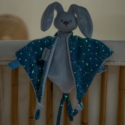 Doudous*Nattou Lapidou grand doudou lapin - Glow in the dark 65 cm de Bleu pastel