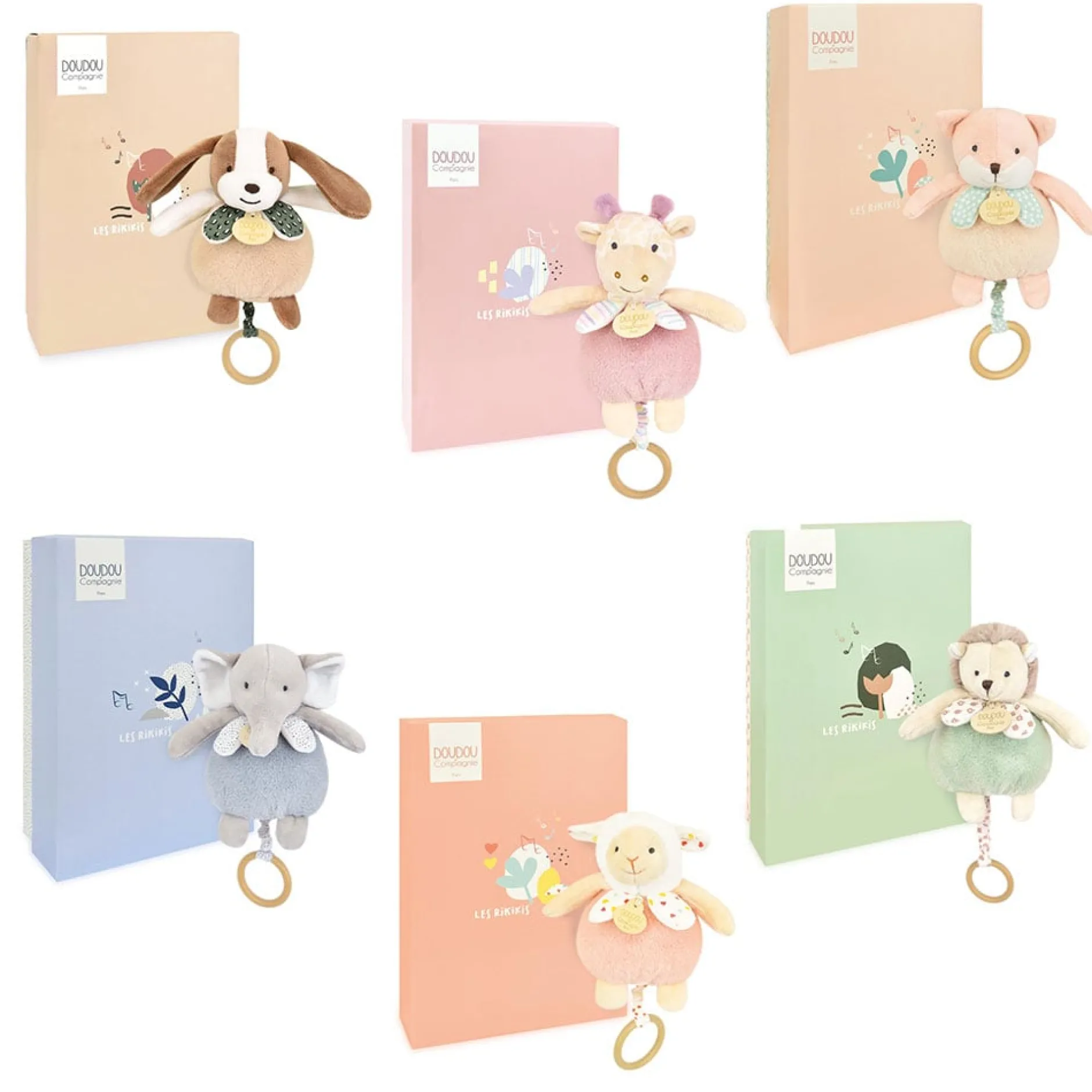 Peluches Musicales*Doudou et Compagnie Les rikikis pantins Peluche musical avec anneau de Aléatoire