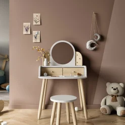 Autres Mobiliers*CBA Meubles Lili Coiffeuse + tabouret de Blanc / Beige