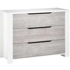 Commodes*Sauthon Baby's Sweet Home Loft commode 3 tiroirs de Gris/Blanc