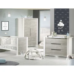 Commodes*Sauthon Baby's Sweet Home Loft commode 3 tiroirs de Gris/Blanc