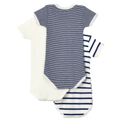 Bodies|Bodies*Petit Bateau Lot 3 Bodies manches courtes de Rayures