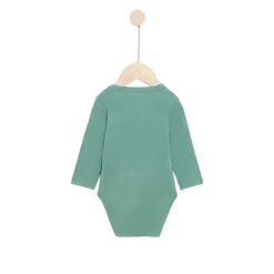 Bodies|Bodies*P'tit bisou Lot 2 bodies manches longues en coton recyclé de Beige/Vert