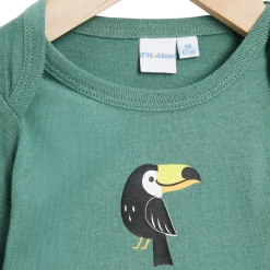 Bodies|Bodies*P'tit bisou Lot 2 bodies manches longues en coton recyclé de Beige/Vert