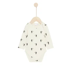 Bodies|Bodies*P'tit bisou Lot 2 bodies manches longues en coton recyclé de Beige/Vert