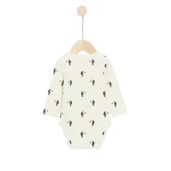 Bodies|Bodies*P'tit bisou Lot 2 bodies manches longues en coton recyclé de Beige/Vert