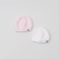 Bonnets, Moufles, Chaussons|Vêtements Naissance*La Manufacture de Layette Lot 2 bonnets de naissance de Blanc/Rose
