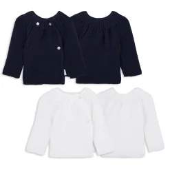 Vêtements Naissance*P'tit Bisou Petit Prix Lot 2 brassières 0-1 mois de Blanc/Marine